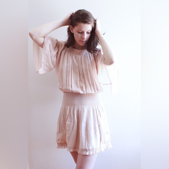 Flannel Dresses & Skirts - Flannel Australia Silk Montreaux Mini Dress in Blush